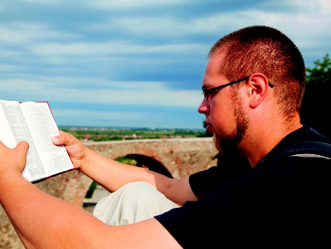reading the Bible outdoors