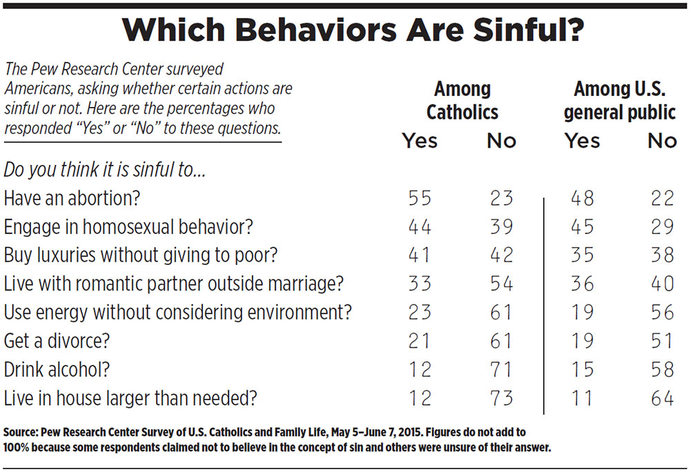 graph showing what a survey found about what people define as sin